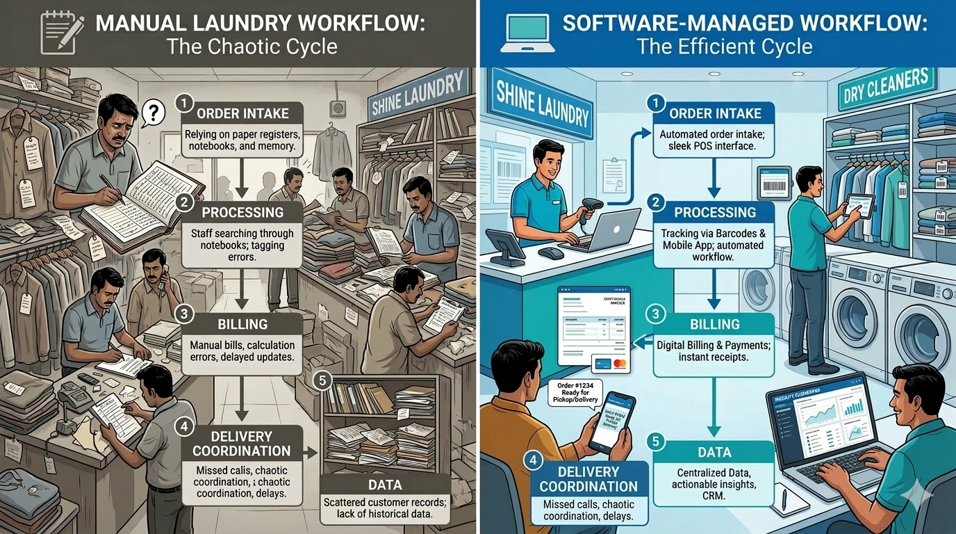 Manual vs Software-Managed Operations Flowchart