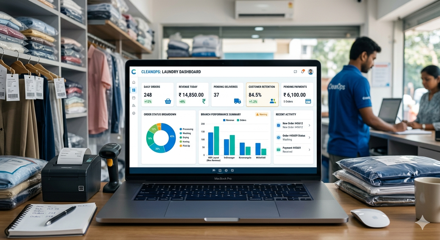 Dashboard Showing Key Laundry Metrics