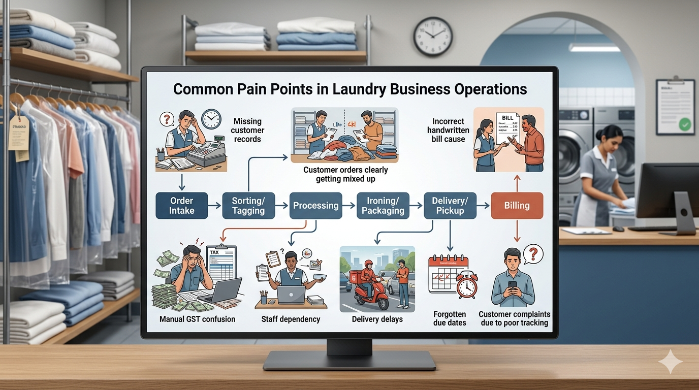 Common Laundry Business Pain Points Flowchart