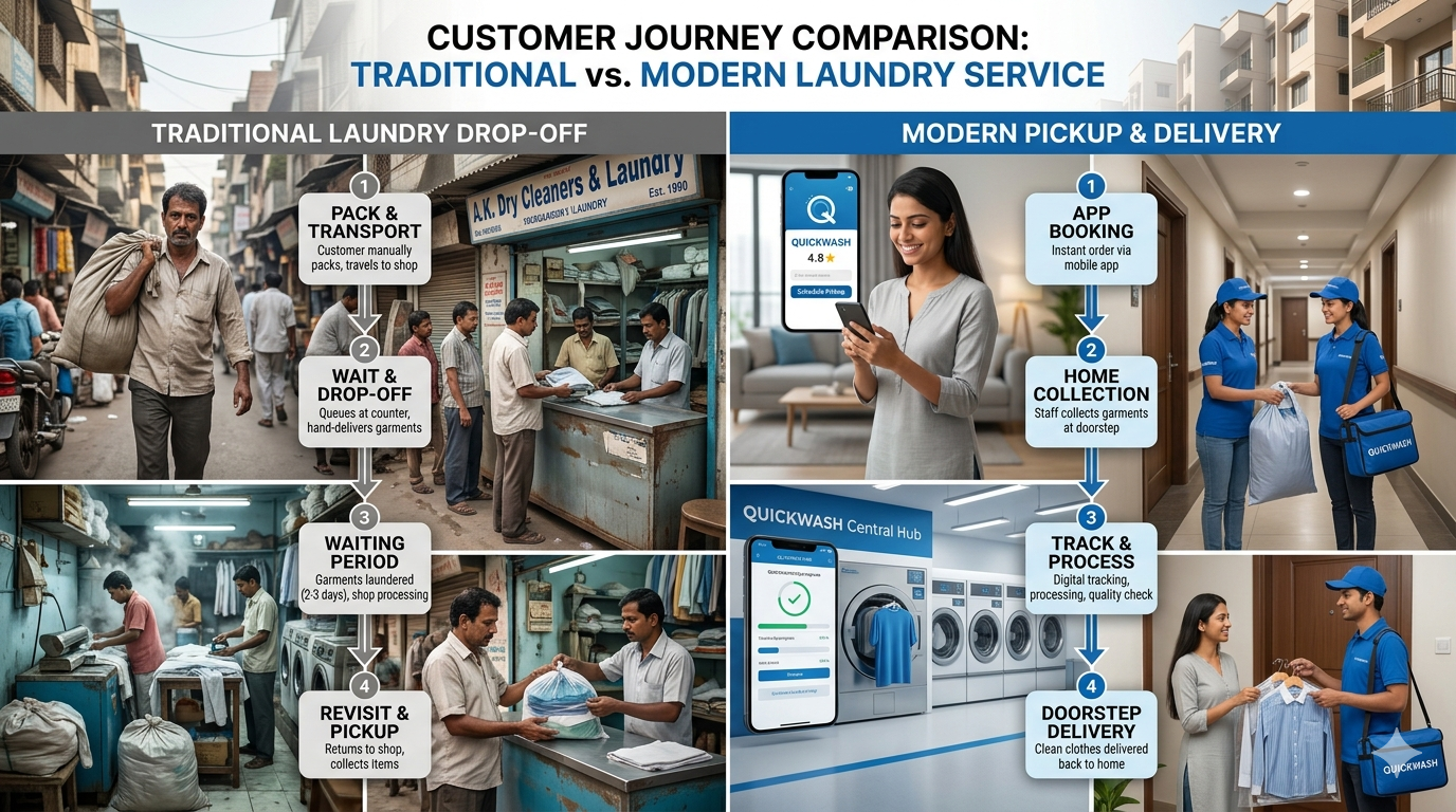 Traditional Drop-Off vs Pickup & Delivery Customer