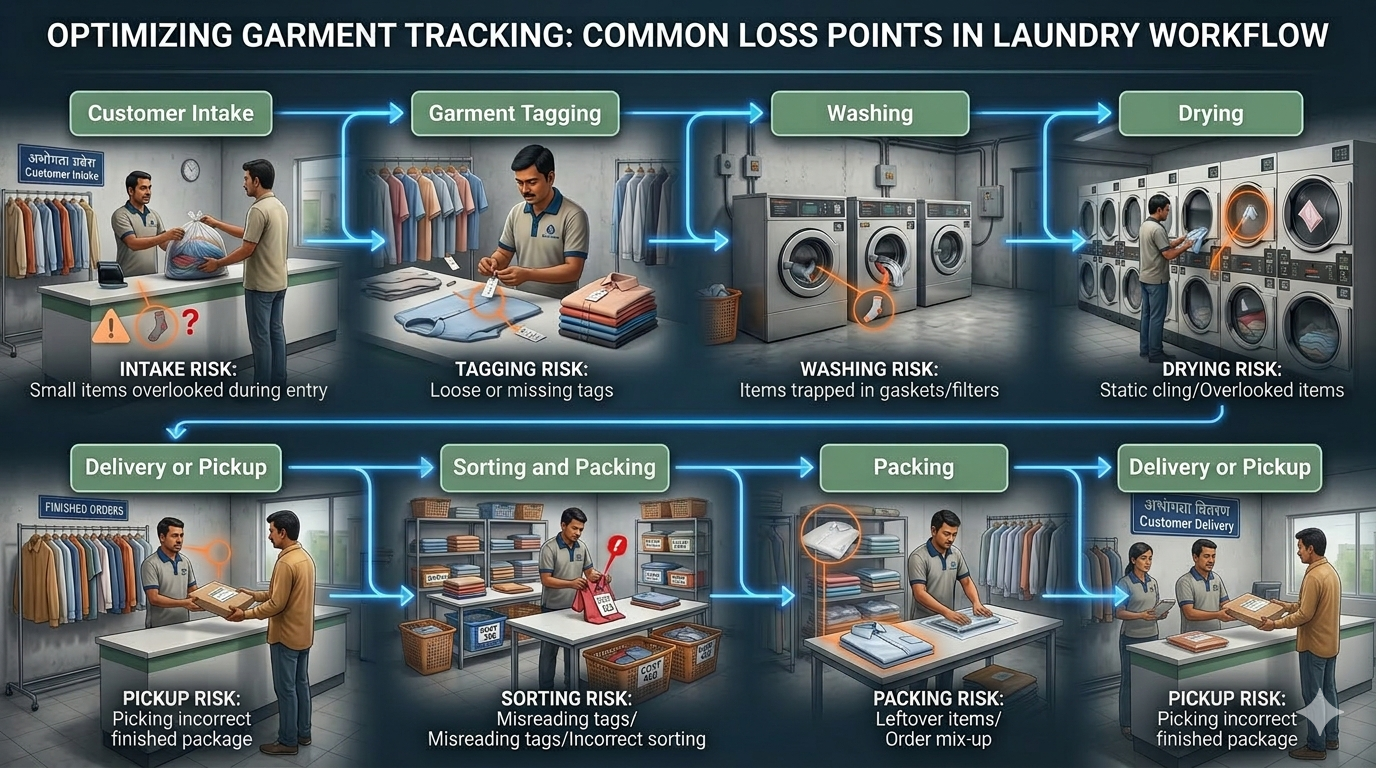 Common Garment Loss Points in Laundry Workflow