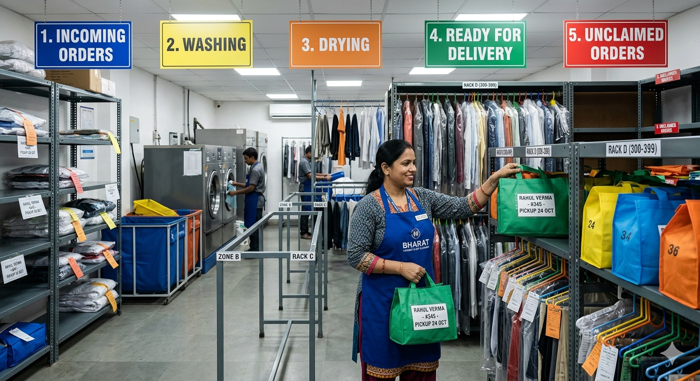 Organized Laundry Storage with Labeled Zones